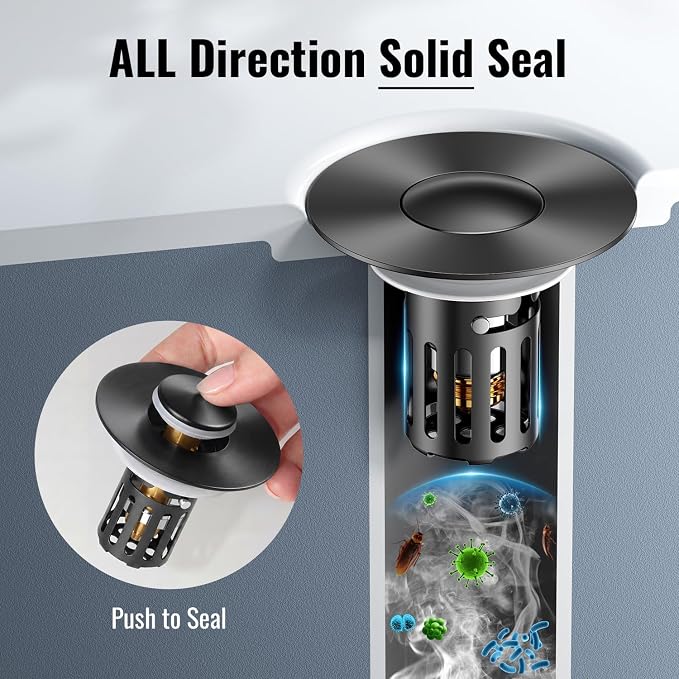 Bathroom Sink Stopper-All Metal Sink Stopper-Universal Fit 99% Bathroom Stopper - Image 6