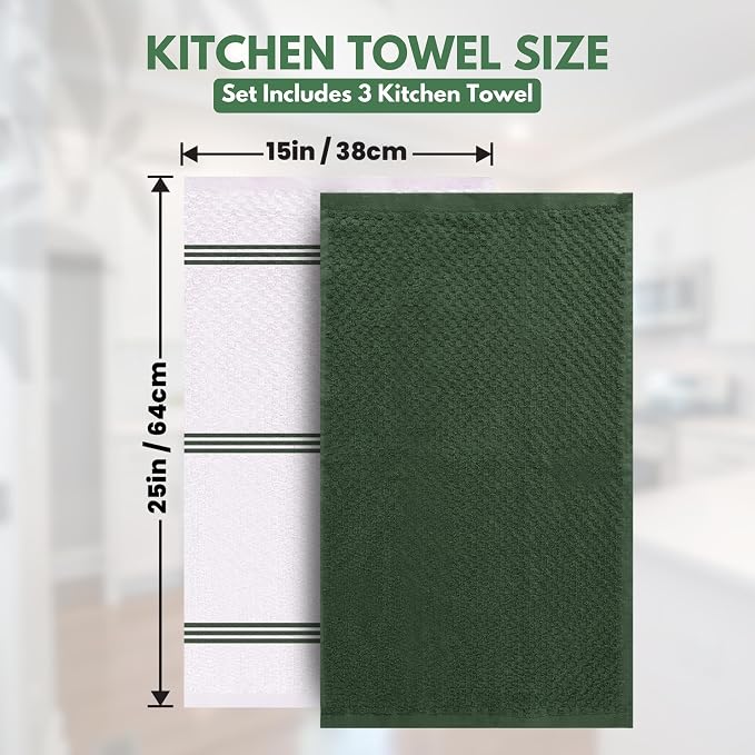Infinitee Xclusives Premium Kitchen Towels – Pack of 3, 100% Cotton 15 x 25 - Image 4