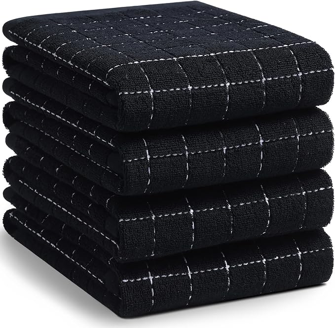 Homaxy 100% Cotton Terry Kitchen Towels, Checkered Designed, Soft and Super by Homaxy