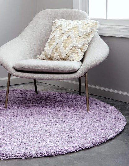 Unique Loom Solid Shag Collection Area Rug (4' 1" Round, Lilac)
