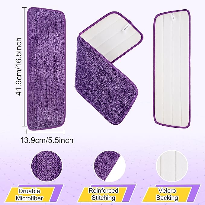 16.5 inch Reusable Mop Pads Microfiber Spray Mop Replacement Heads - Image 3