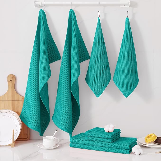 Homaxy 100% Cotton Kitchen Towels and Dishcloths Set, 12 x 12 Inches and 13 x - Image 7