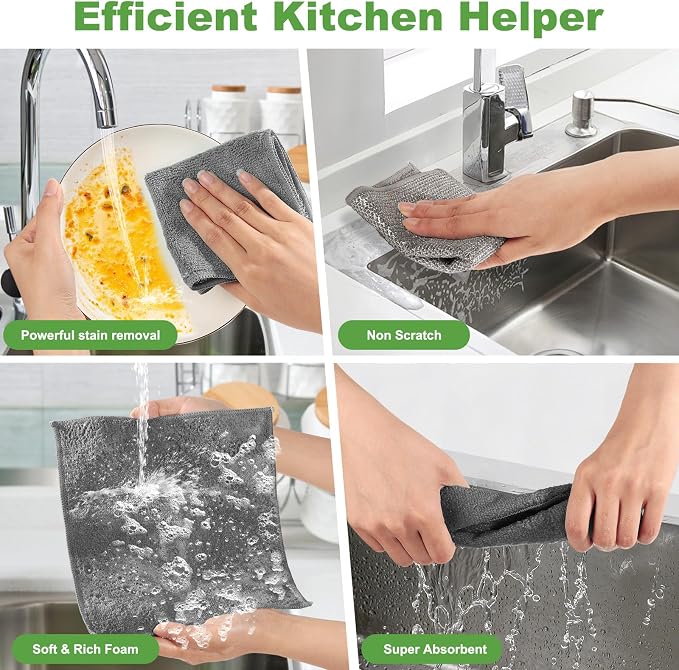 10 Counts Multipurpose Wire Dishwashing Rag, Non Scratch Wire Dishcloth - Image 4