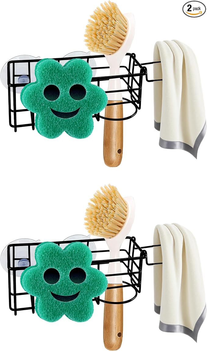 Sponge Holder Smile Face with Dish Cloth Hanger by Yuibthr