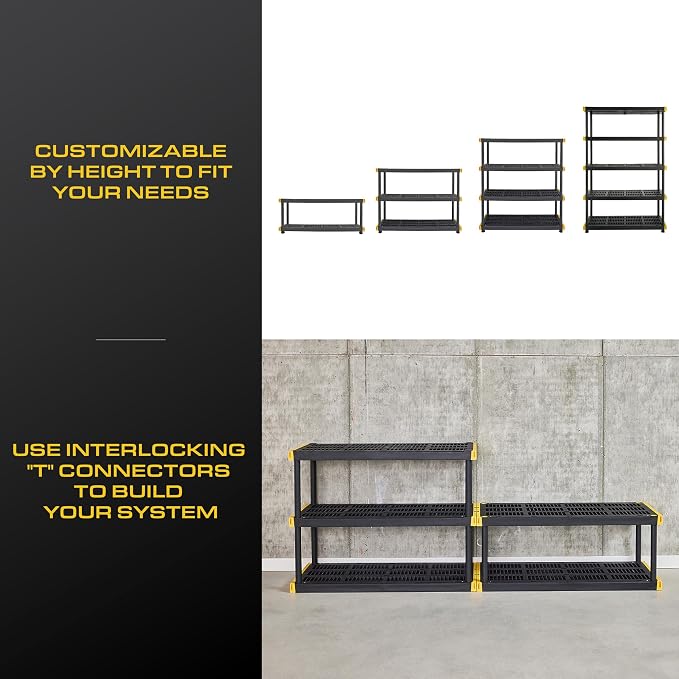 CX Black & Yellow®, 5-Tier Heavy Duty Plastic Storage Shelving Unit, - Image 7