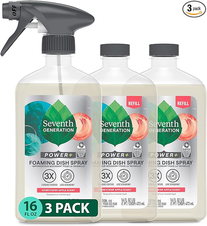 Seventh Generation Foaming Dish Spray, Honey Crisp Apple 16 Fl Oz, Refill Pack by SeventhGeneration