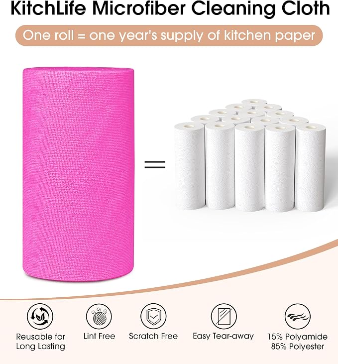 KitchLife Microfiber Cleaning Cloth Roll, 100 Pack - Image 4
