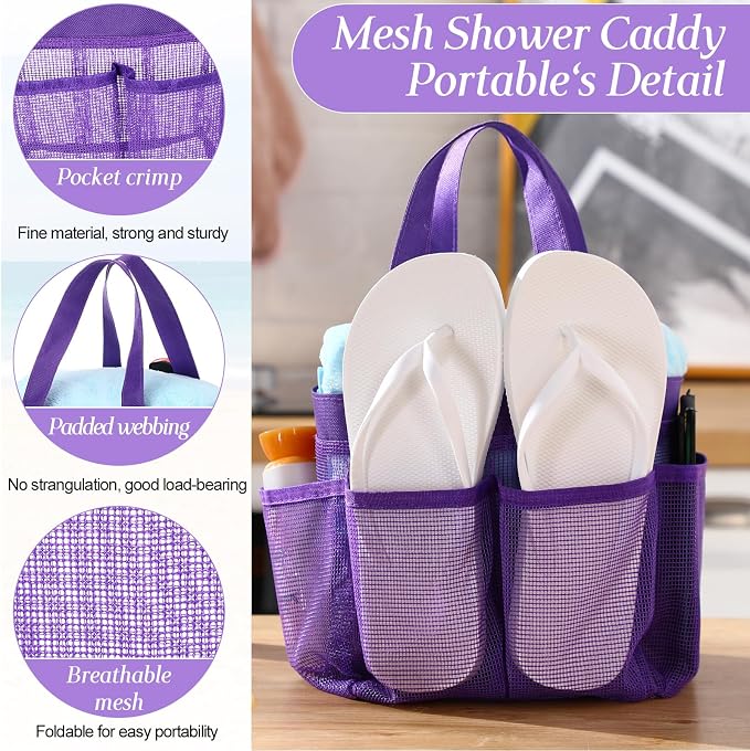 Hillban 4 Pcs Mesh Shower Caddy Portable Large Quick Dry Shower Caddy Basket - Image 3