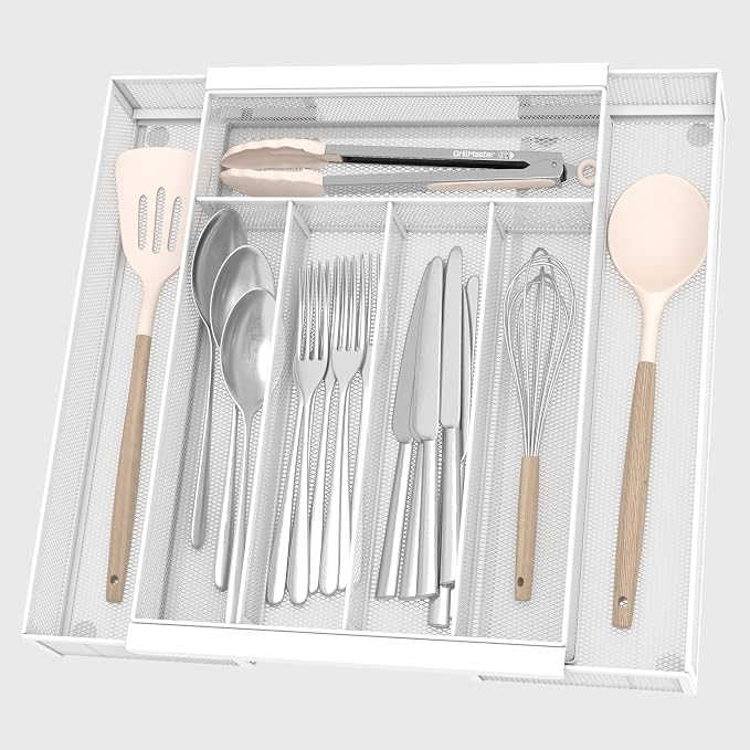 Silverware Organizer Metal Mesh, Drawer Organizer, Utensil Cutlery Tray by sedegnhome
