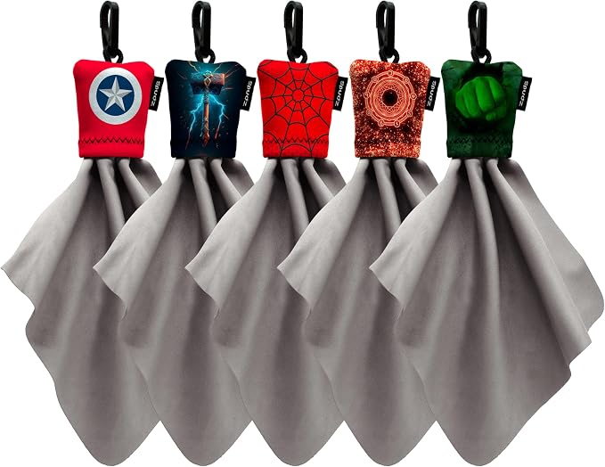 SPUDZ Classic Variety Pack Medium | Five 6" x 6" Microfiber Towels w/Neoprene by ALPINEINNOVATIONS