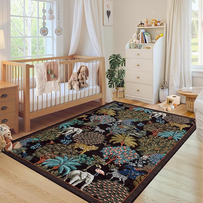 GarveeHome Jungle Animal Print Rug 3x5 Washable Area Rugs - Image 3