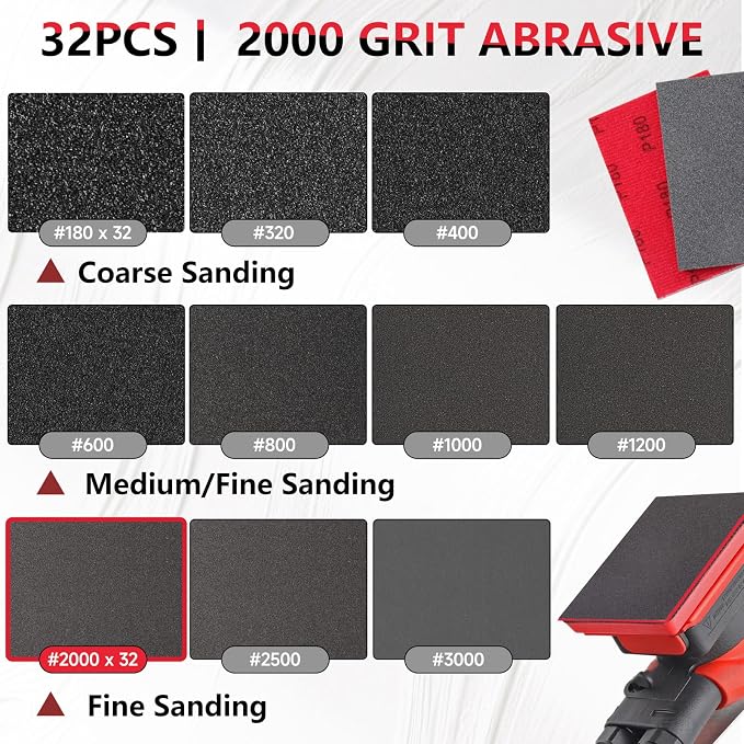 32-Pack 3x4 Inch 2000 Grit Hook & Loop Sanding Sponges - Image 2