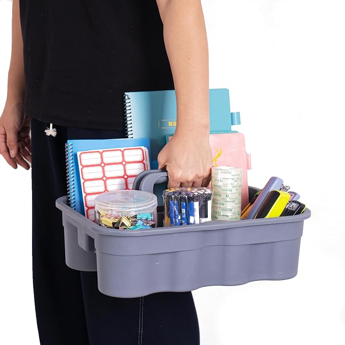 Matthew 3 Pack Large Plastic Tote Tool & Deluxe Supply Cleaning Caddy w/Handle - Image 5