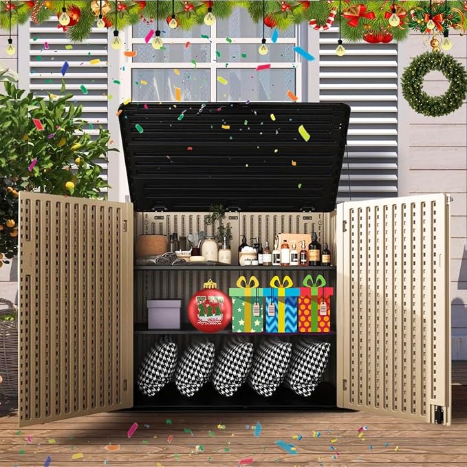 ZZM Large Outdoor Storage Shed, 48 Cu Ft Resin Versatile Storage Cabinet - Image 7