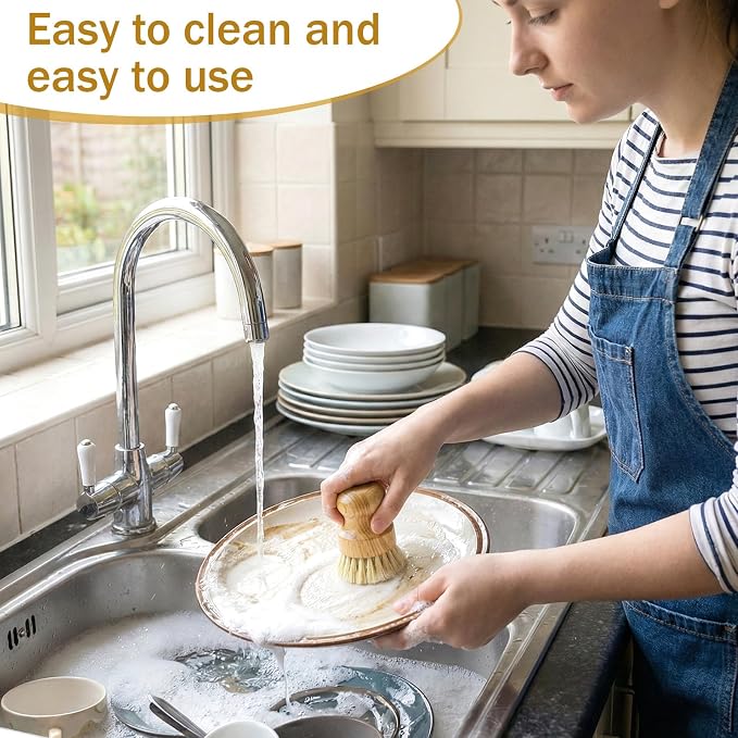 10 Packs Bamboo Dish Scrub Brushes Natural Dish Scrubber - Image 6