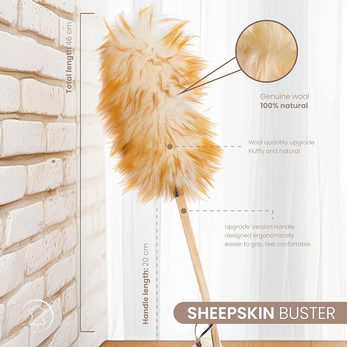 100% Sheepskin Duster with Solid Wooden Handle – Flexible Anti-Static Head - Image 3