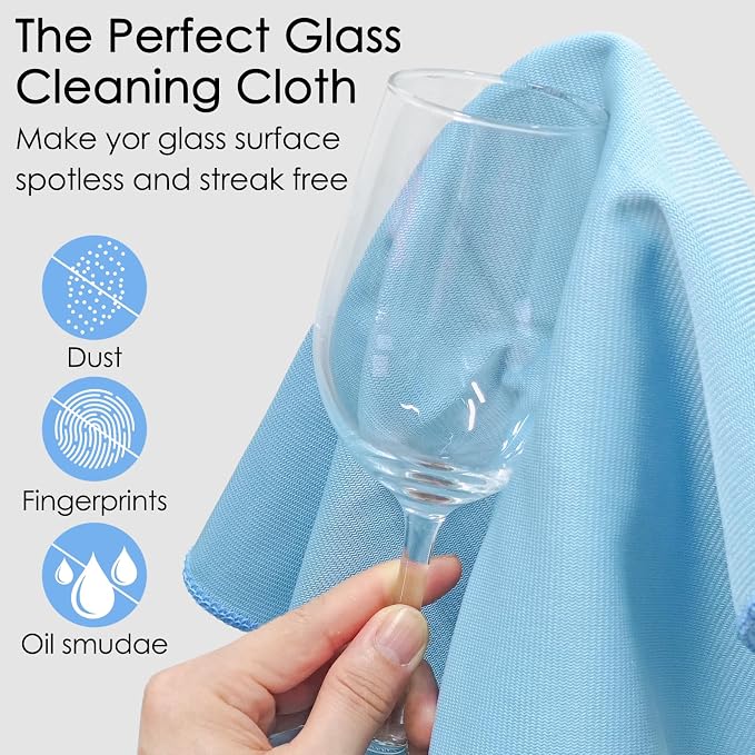 24 Pack Microfiber Glass Cleaning Cloth 16 Inch X 16 Inch Polishing Cloths - Image 3