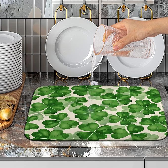 Green Clover Shamrock Dish Drying Mats - Image 5