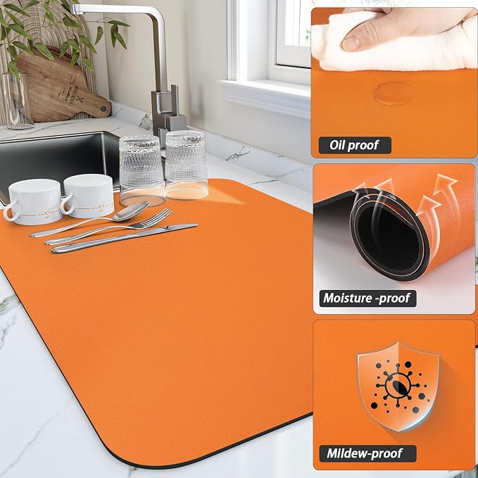 Dish Drying Mat for Kitchen Counter, Heat Resistant Drainer Mats - Image 3