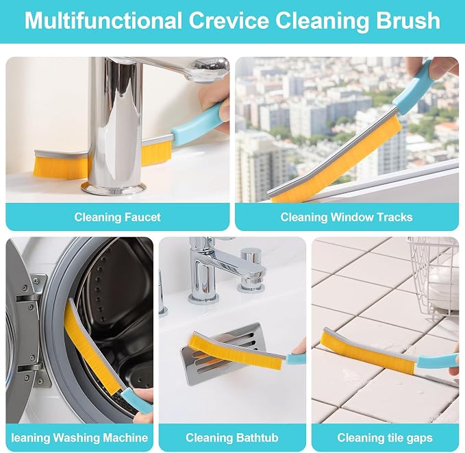 JOYMOOP 4 Pack Crevice Cleaning Brush, Turquoise Hard Bristle Grout Brush - Image 5