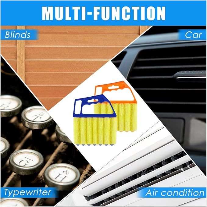 Geiserailie 2 Pcs Window Venetian Blind Cleaner Duster Tool Washable 7 Fingers - Image 5