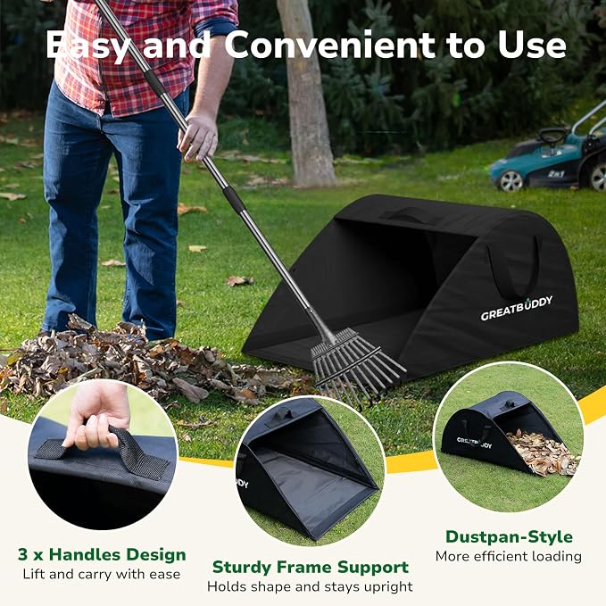 GreatBuddy Leaf Collector, Portable Lawn Bag, 26 Gallon Yard Waste Bag Oxford - Image 5