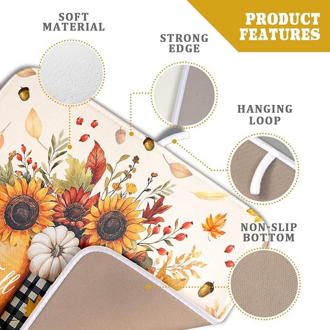 Autumn Sunflowers Vase Dish Drying Mat - Image 4
