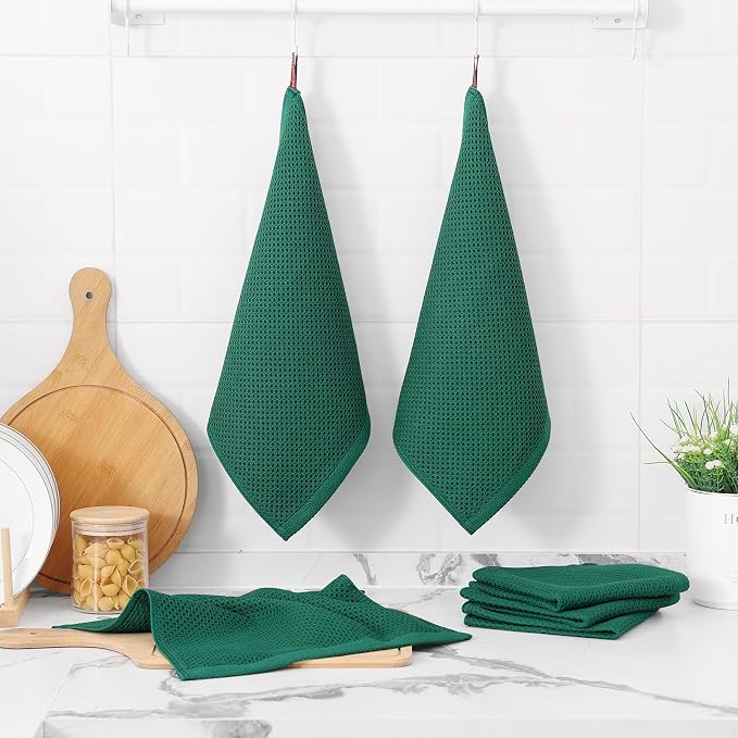 Kitinjoy 100% Cotton Kitchen Dish Cloths, 6 Pack Waffle Weave Ultra Soft - Image 6