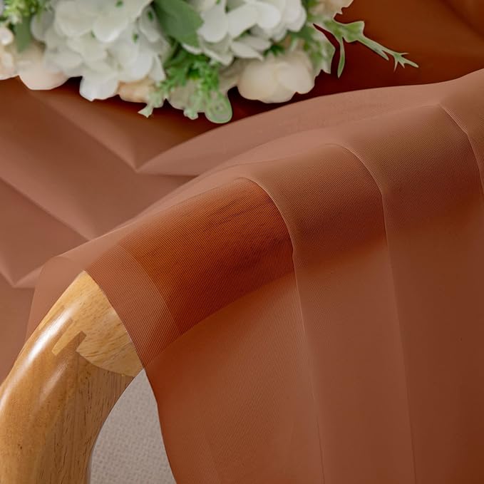 Chyhomenyc Orange Sheer Curtains 36 inch Length 2 Panels, Light Filtering Voile - Image 6