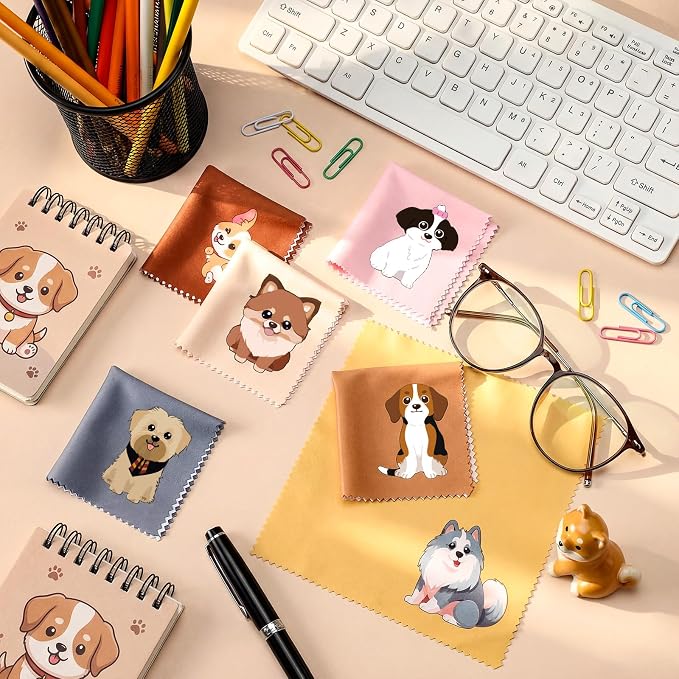 Breling 24 Pack Microfiber Cleaning Cloth Cute Animal Eyeglass Clean Cloths - Image 3