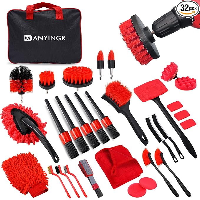 32Pcs Car Detailing Kit, Auto Detailing Brush Set and Drill Brush Attachments by Unknown