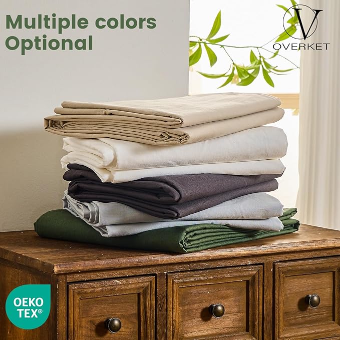 100% Linen Sheets California King Size,Breathable & Durable 4-Piece Bed Flax Sheet Set,Soft All-Season Bedding for Hot Sleepers 16" Deep Pocket Oeko-TEX Certified,（Cal King, Sage Green）