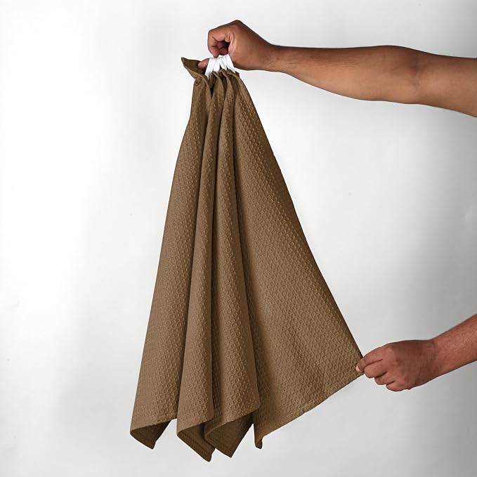 Brown Waffle Kitchen Towels, 16x26 Inch, Quick Drying, 100% Cotton, Machine - Image 2