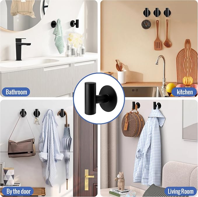 Adhesive Towel Hooks, Heavy Duty Waterproof Wall Hooks, Self Adhesive Coat Robe - Image 4