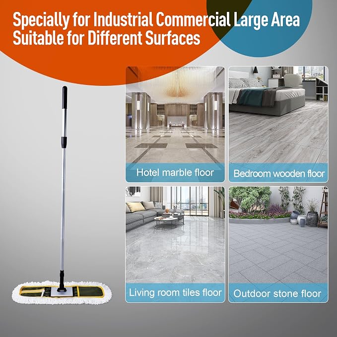 24" Commercial Dust Mop for Floor Cleaning, Heavy Duty Floor Mop - Image 5