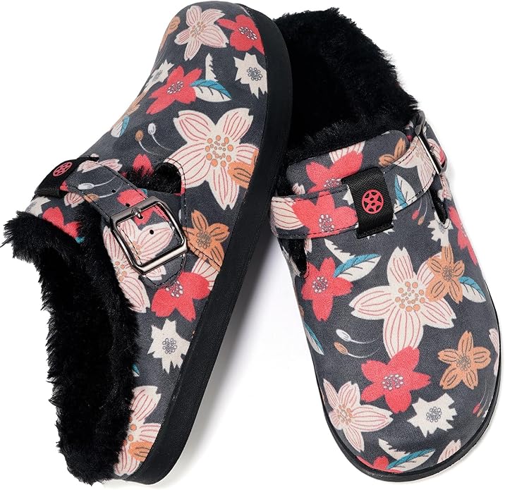Fur Lined Clogs for Women Men Suede Winter Slippers Arch Support Slip on Mules - Image 6