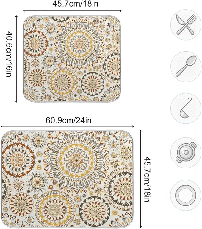 Mandala Ethnic Bohemian Ornament Dish Drying Mat - Image 5