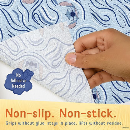 Disney Non Adhesive Shelf Liner – 18”x 10 ft Water-Resistant Drawer Liners for Kitchen Cabinets, Pantry, Fridge & Dressers – Easy Cut Cabinet Liner Roll- Mickey Mouse, Stitch & Winnie The Pooh