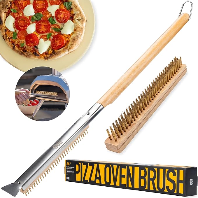 26'' Pizza Oven Brush with Stone Scraper by OUII