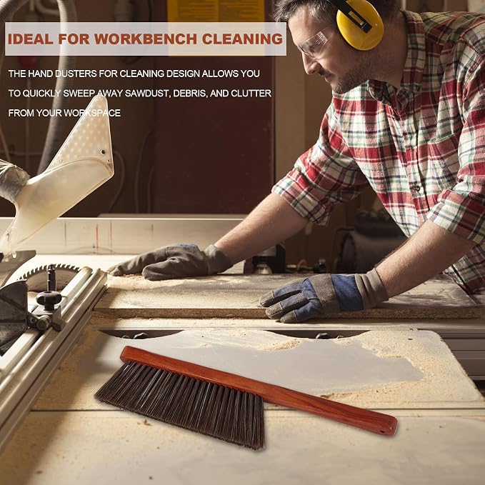Hand Broom Counter Brush with Wood Handle Soft Bristle Dusting Brush - Image 4