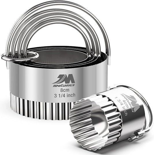 Ripple Biscuit Cutter Set 1.75inch 2inch 2.25inch 2.75inch 3.25inch, Stainless by MJINGMEI