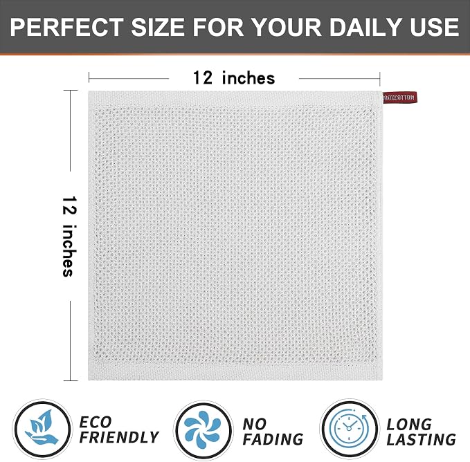 Kitinjoy 100% Cotton Kitchen Dish Cloths, 6 Pack Waffle Weave Ultra Soft - Image 5