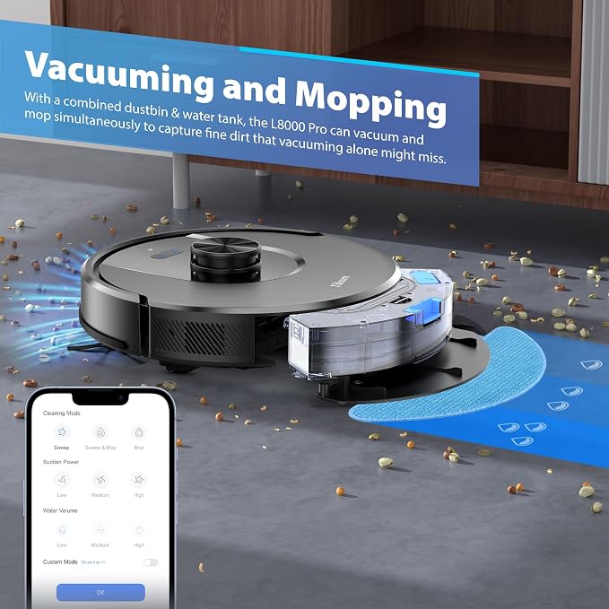 Tikom Robot Vacuum and Mop Combo, 6000 Pa Automatic Robotic Vacuum Cleaner - Image 5