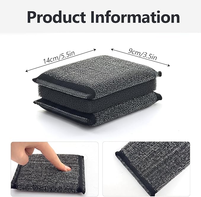 6 Pcs Steel Wool Scrubber Kitchen Sponges, Non Scratch Scrubbers Heavy Duty - Image 2