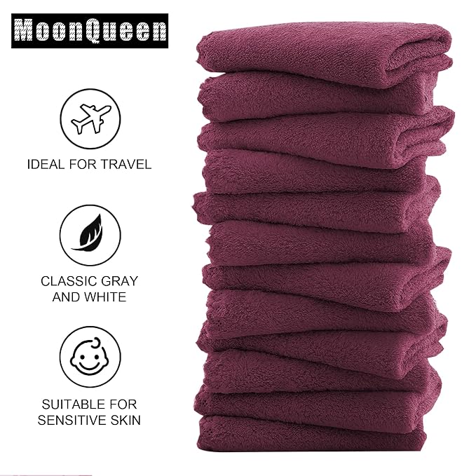 MOONQUEEN Microfiber Facial Cloths Fast Drying Washcloth 12 Pack - Image 4