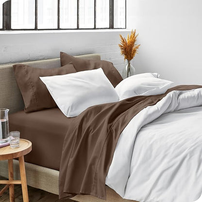 Bare Home Split King Sheet Set - 1800 Ultra-Soft Microfiber Bed Sheets - Double Brushed - Deep Pockets - Easy Fit - 5 Piece Set - Bed Sheets & Pillowcases (Split King, Cocoa)