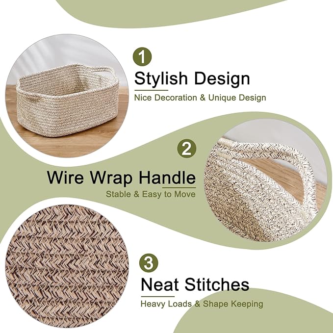 OIAHOMY Cotton Rope Baskets, Woven Baskets - Image 4