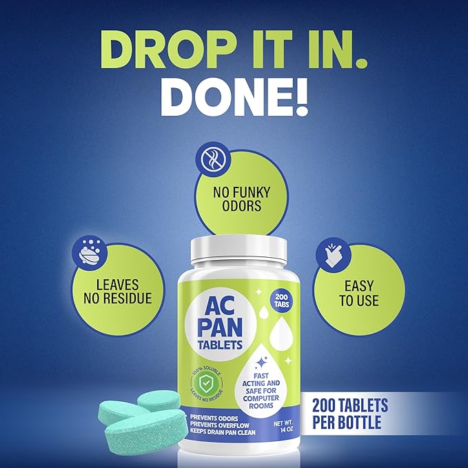200 Tablets AC Drain Line Cleaner- No-Residue, Water-Soluble, Fast-Acting Pan - Image 4