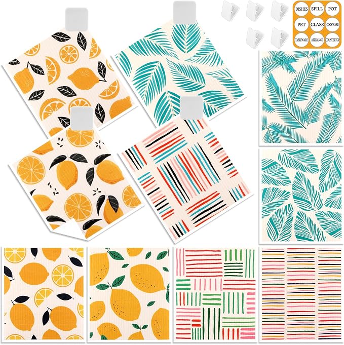 Lucomb 10 Pack Swedish Dishcloths Washable, Reusable Swedish Cloths by Lucomb