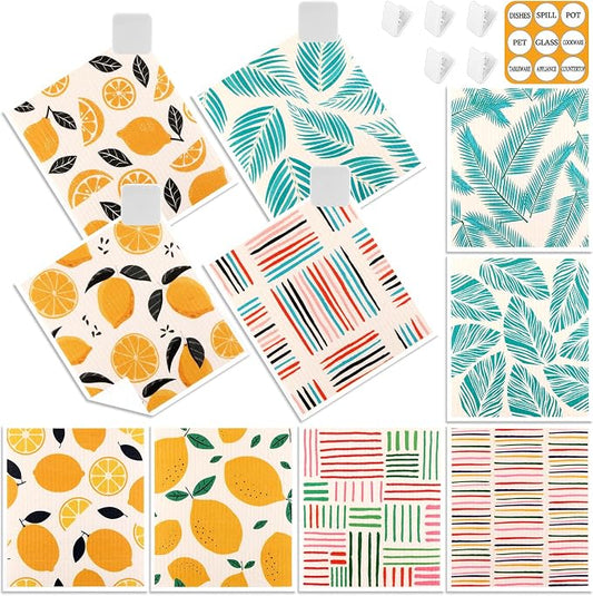 Lucomb 10 Pack Swedish Dishcloths Washable, Reusable Swedish Cloths by Lucomb